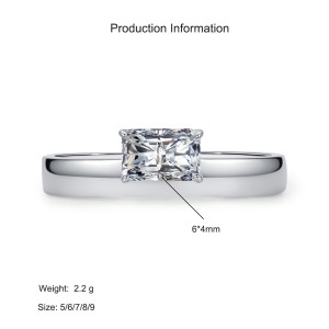 925 Sterling Silver Minimalist Solitaire Square Cut Zircon Ring 70200365 925 Sterling Silver Minimalist Solitaire Square Cut Zircon Ring 70200365