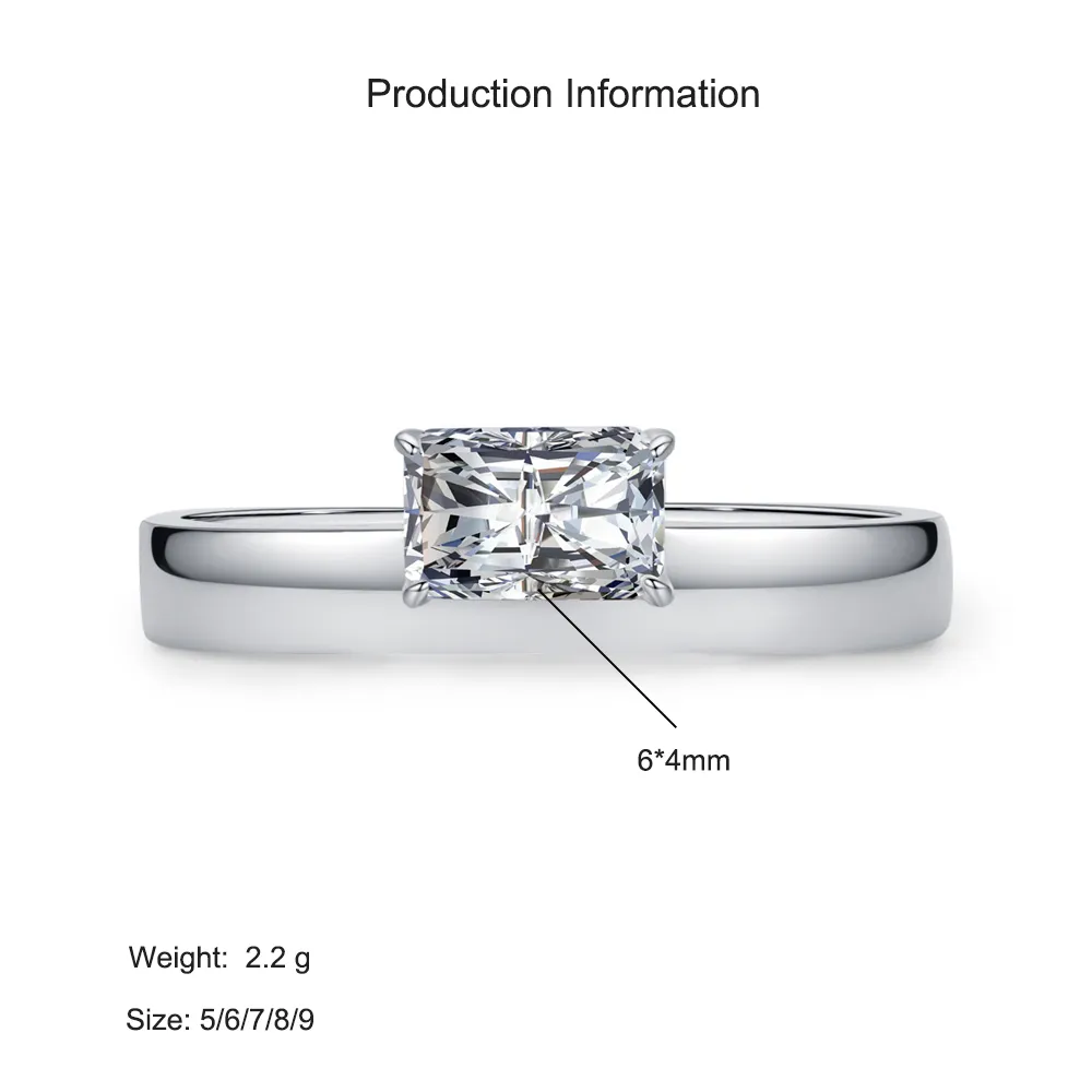 925 Sterling Silver Minimalist Solitaire Square Cut Zircon Ring 70200365 - image2