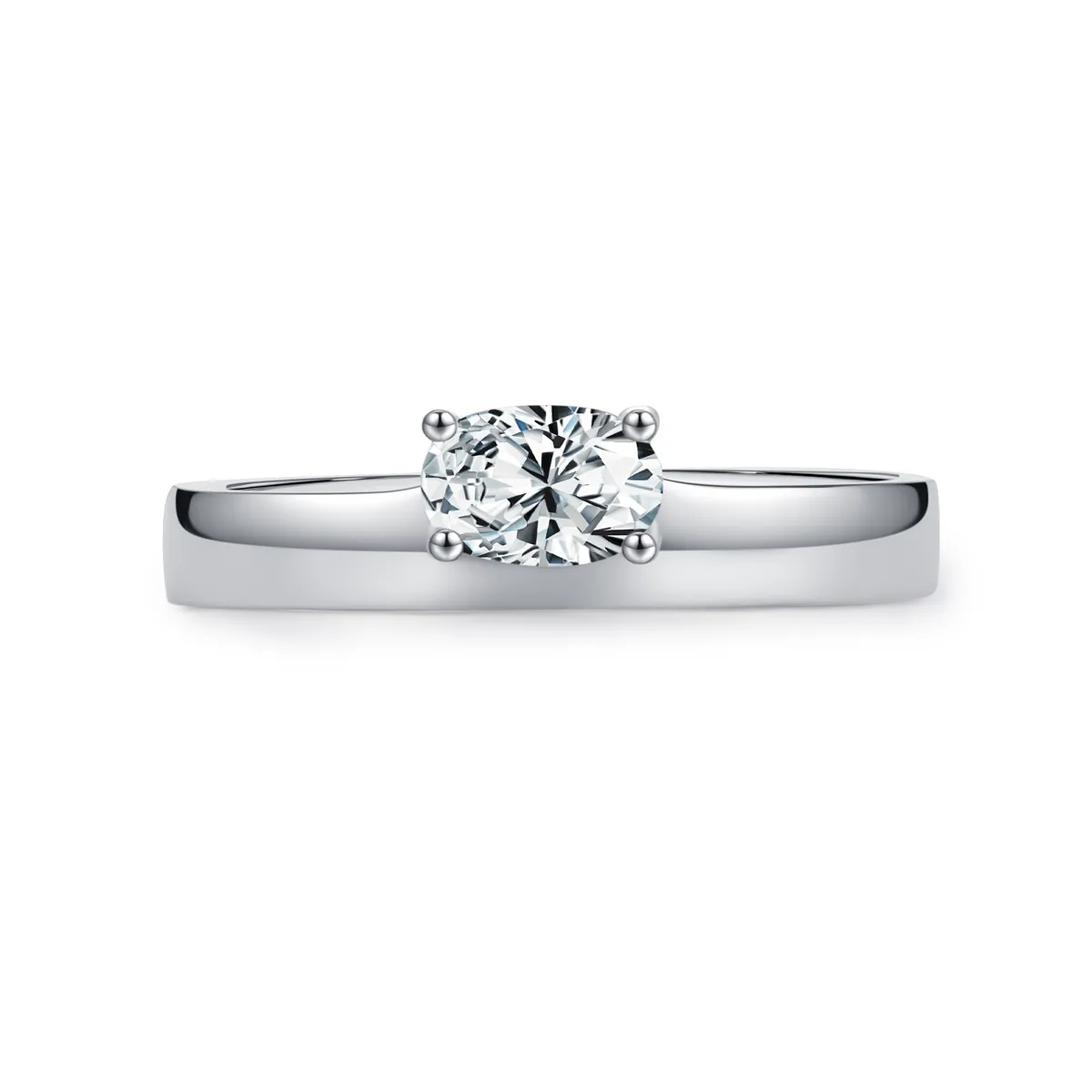 925 Sterling Silver Classic Minimalist Oval Zircon Solitaire Ring 70200366 925 Sterling Silver Classic Minimalist Oval Zircon Solitaire Ring 70200366