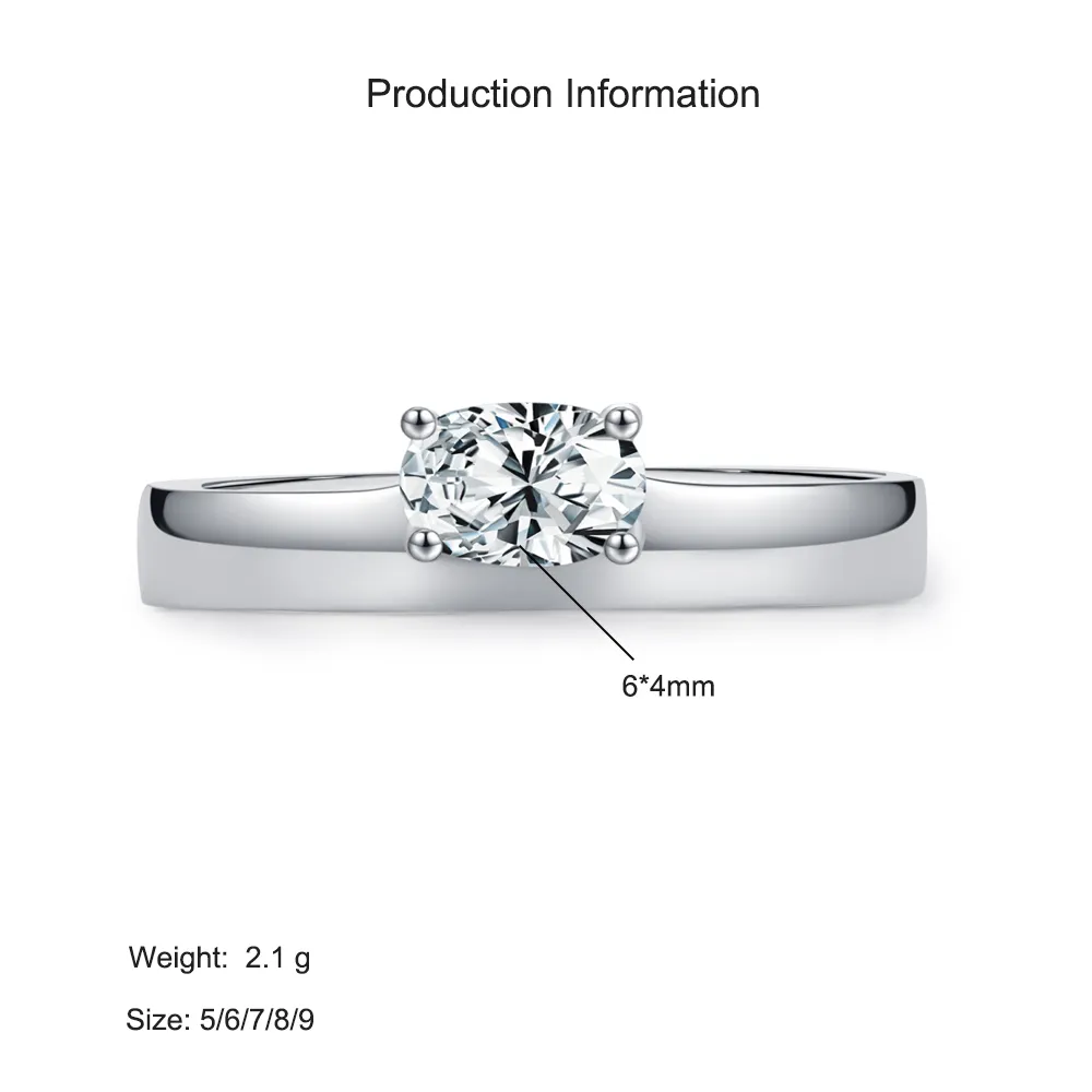 925 Sterling Silver Classic Minimalist Oval Zircon Solitaire Ring 70200366 - image2