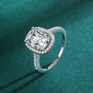 925 Sterling Silver 3 CT Cushion Cut Zircon Halo Ring 70200368 925 Sterling Silver 3 CT Cushion Cut Zircon Halo Ring 70200368