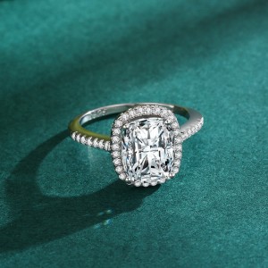 925 Sterling Silver 3 CT Cushion Cut Zircon Halo Ring 70200368 925 Sterling Silver 3 CT Cushion Cut Zircon Halo Ring 70200368