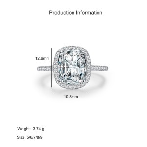 925 Sterling Silver 3 CT Cushion Cut Zircon Halo Ring 70200368 925 Sterling Silver 3 CT Cushion Cut Zircon Halo Ring 70200368