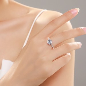 925 Sterling Silver Hexagon Cut Geometric Zircon Ring 70200371 925 Sterling Silver Hexagon Cut Geometric Zircon Ring 70200371