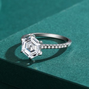 925 Sterling Silver Hexagon Cut Geometric Zircon Ring 70200371 925 Sterling Silver Hexagon Cut Geometric Zircon Ring 70200371