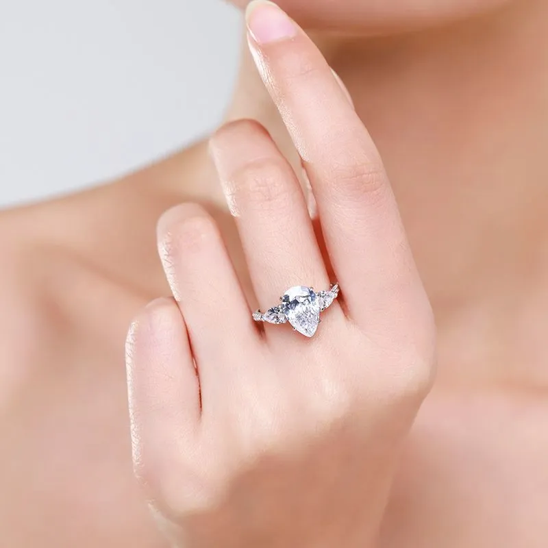 925 Sterling Silver Pear Cut Teardrop Zircon Ring 70200373 - image1