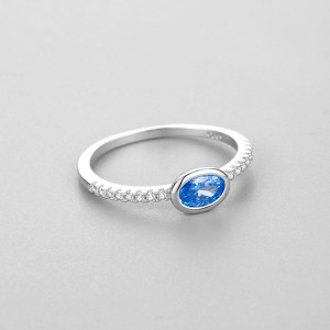 925 Sterling Silver Blue Oval Zircon Ring 70200374 925 Sterling Silver Blue Oval Zircon Ring 70200374
