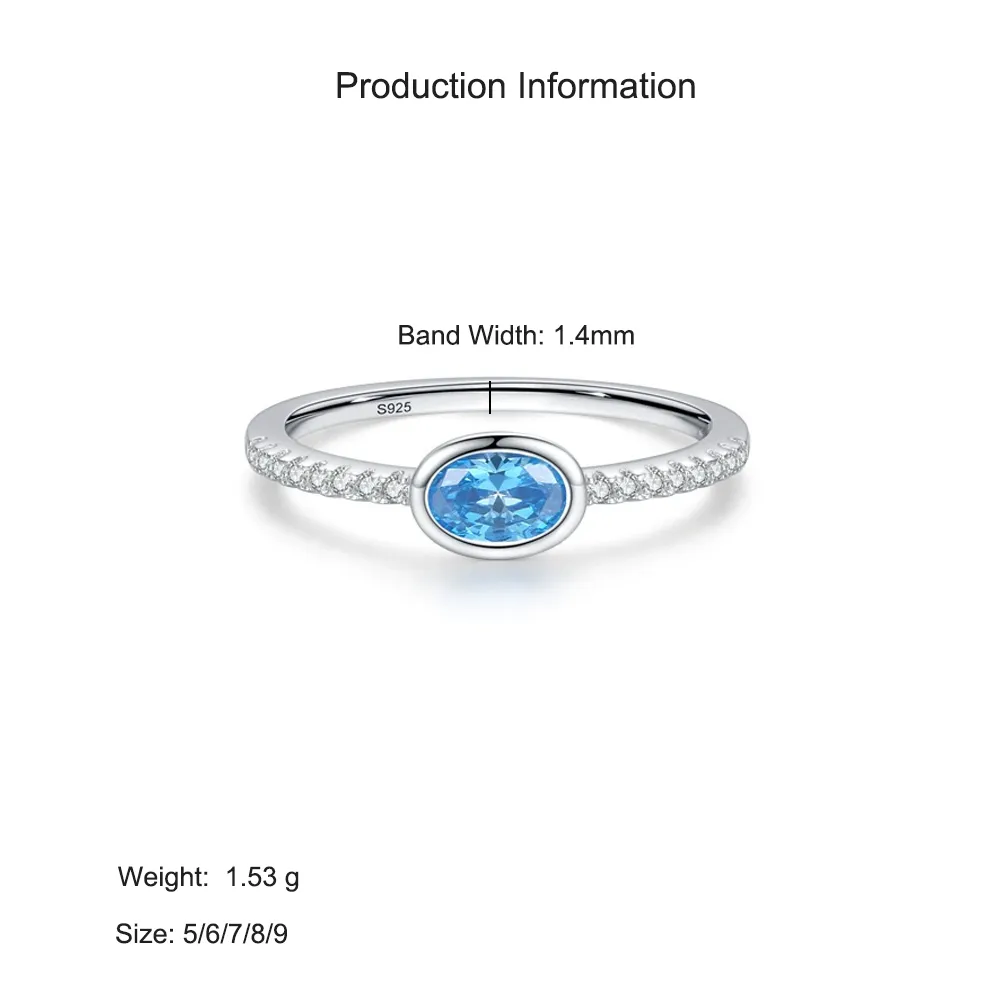 925 Sterling Silver Blue Oval Zircon Ring 70200374 - image2