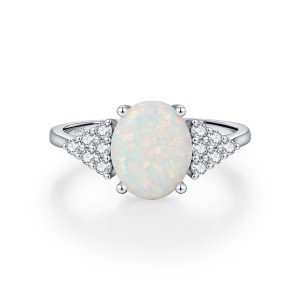 925 Sterling Silver Oval Created Opal Ring 70200375 925 Sterling Silver Oval Created Opal Ring 70200375