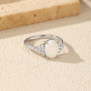 925 Sterling Silver Oval Created Opal Ring 70200375 925 Sterling Silver Oval Created Opal Ring 70200375
