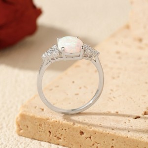925 Sterling Silver Oval Created Opal Ring 70200375 925 Sterling Silver Oval Created Opal Ring 70200375