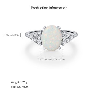 925 Sterling Silver Oval Created Opal Ring 70200375 925 Sterling Silver Oval Created Opal Ring 70200375