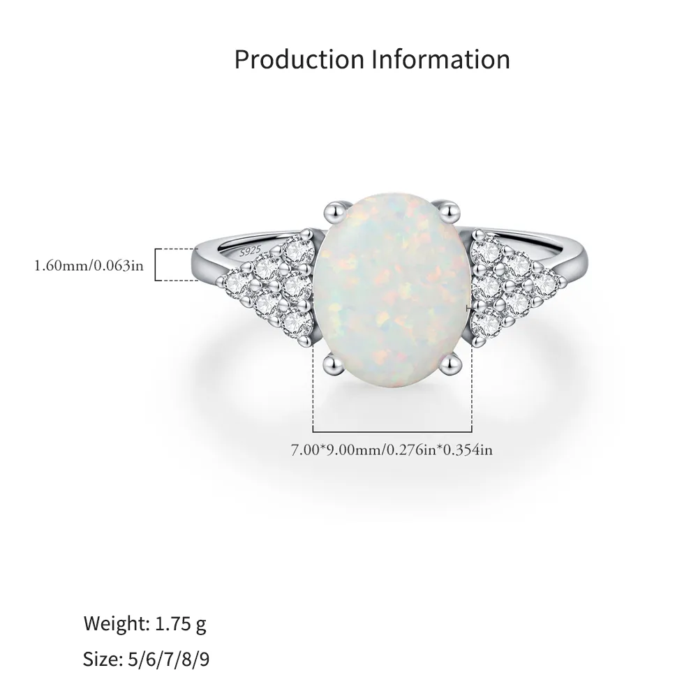 925 Sterling Silver Oval Created Opal Ring 70200375 - image2