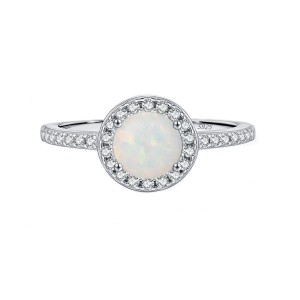 925 Sterling Silver Round Created Opal Halo Ring 70200377 925 Sterling Silver Round Created Opal Halo Ring 70200377