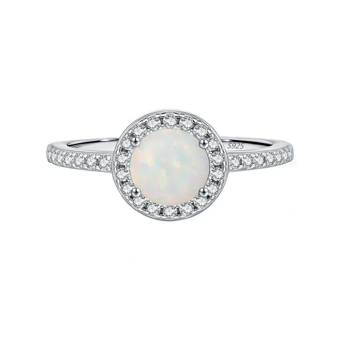 925 Sterling Silver Round Created Opal Halo Ring 70200377 925 Sterling Silver Round Created Opal Halo Ring 70200377