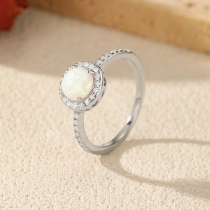 925 Sterling Silver Round Created Opal Halo Ring 70200377 925 Sterling Silver Round Created Opal Halo Ring 70200377