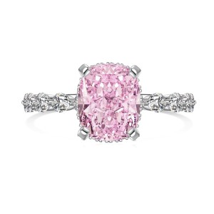 925 Sterling Silver Crushed Ice Cushion 8A Zirconia Ring 70200381