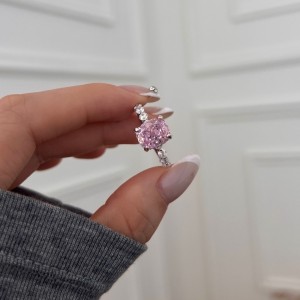 925 Sterling Silver Crushed Ice Cushion 8A Zirconia Ring 70200381