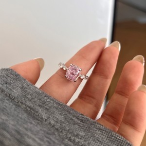 925 Sterling Silver Crushed Ice Cushion 8A Zirconia Ring 70200381