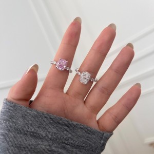 925 Sterling Silver Crushed Ice Cushion 8A Zirconia Ring 70200381