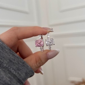 925 Sterling Silver Crushed Ice Cushion 8A Zirconia Ring 70200381