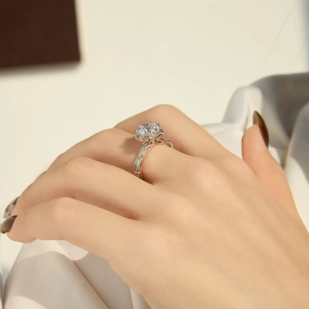 925 Sterling Silver Two-Tone Rose Flower Ring 70200382 - image1