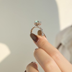 925 Sterling Silver Two-Tone Floral Halo Ring 70200383