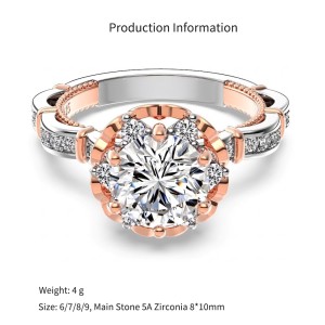 925 Sterling Silver Two-Tone Floral Halo Ring 70200383