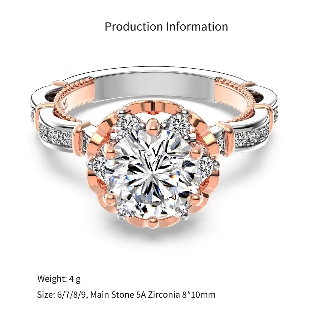 925 Sterling Silver Two-Tone Rose Flower Ring 70200382 - image2