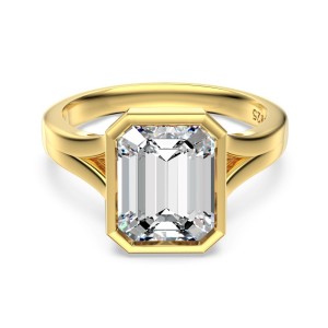925 Sterling Silver Bezel-Set Emerald-Cut Ring 70200384