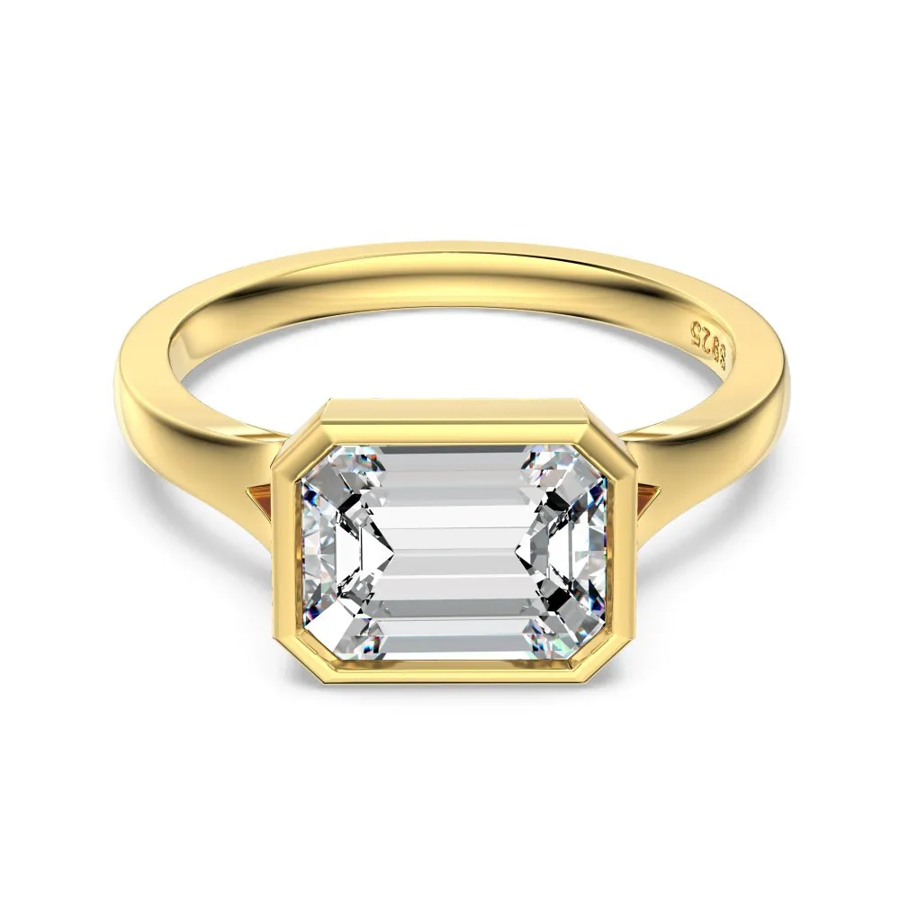 925 Sterling Silver East-West Bezel Emerald-Cut Ring 70200385 925 Sterling Silver East-West Bezel Emerald-Cut Ring 70200385