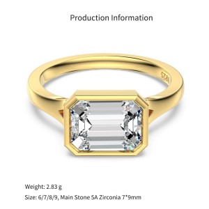 925 Sterling Silver East-West Bezel Emerald-Cut Ring 70200385 925 Sterling Silver East-West Bezel Emerald-Cut Ring 70200385