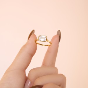 925 Sterling Silver East-West Bezel Emerald-Cut Ring 70200385 925 Sterling Silver East-West Bezel Emerald-Cut Ring 70200385