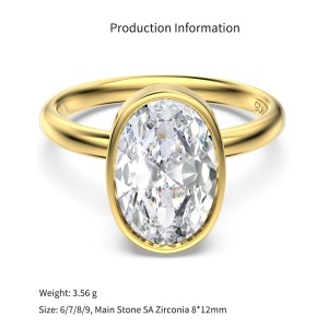 925 Sterling Silver Bezel-Set Oval Solitaire Ring 70200386