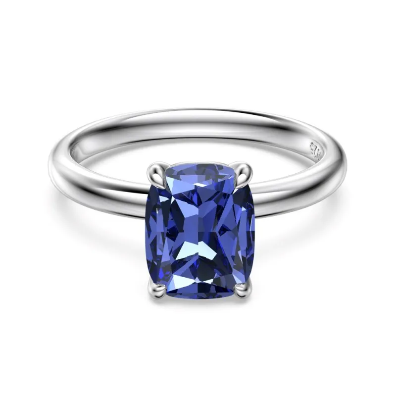 925 Sterling Silver Tanzanite Blue Cushion Solitaire Ring 70200387