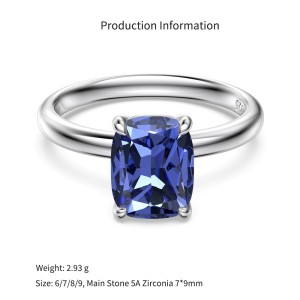 925 Sterling Silver Tanzanite Blue Cushion Solitaire Ring 70200387 925 Sterling Silver Tanzanite Blue Cushion Solitaire Ring 70200387