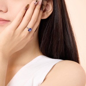925 Sterling Silver Tanzanite Blue Cushion Solitaire Ring 70200387 925 Sterling Silver Tanzanite Blue Cushion Solitaire Ring 70200387