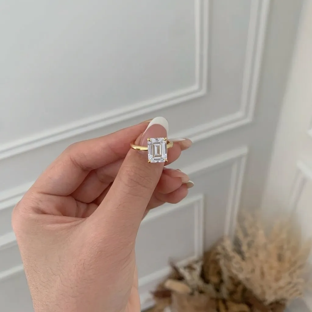 925 Sterling Silver Emerald-Cut Solitaire Ring 70200389 - image3