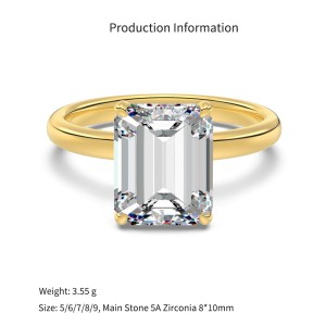 925 Sterling Silver Emerald-Cut Solitaire Ring 70200389