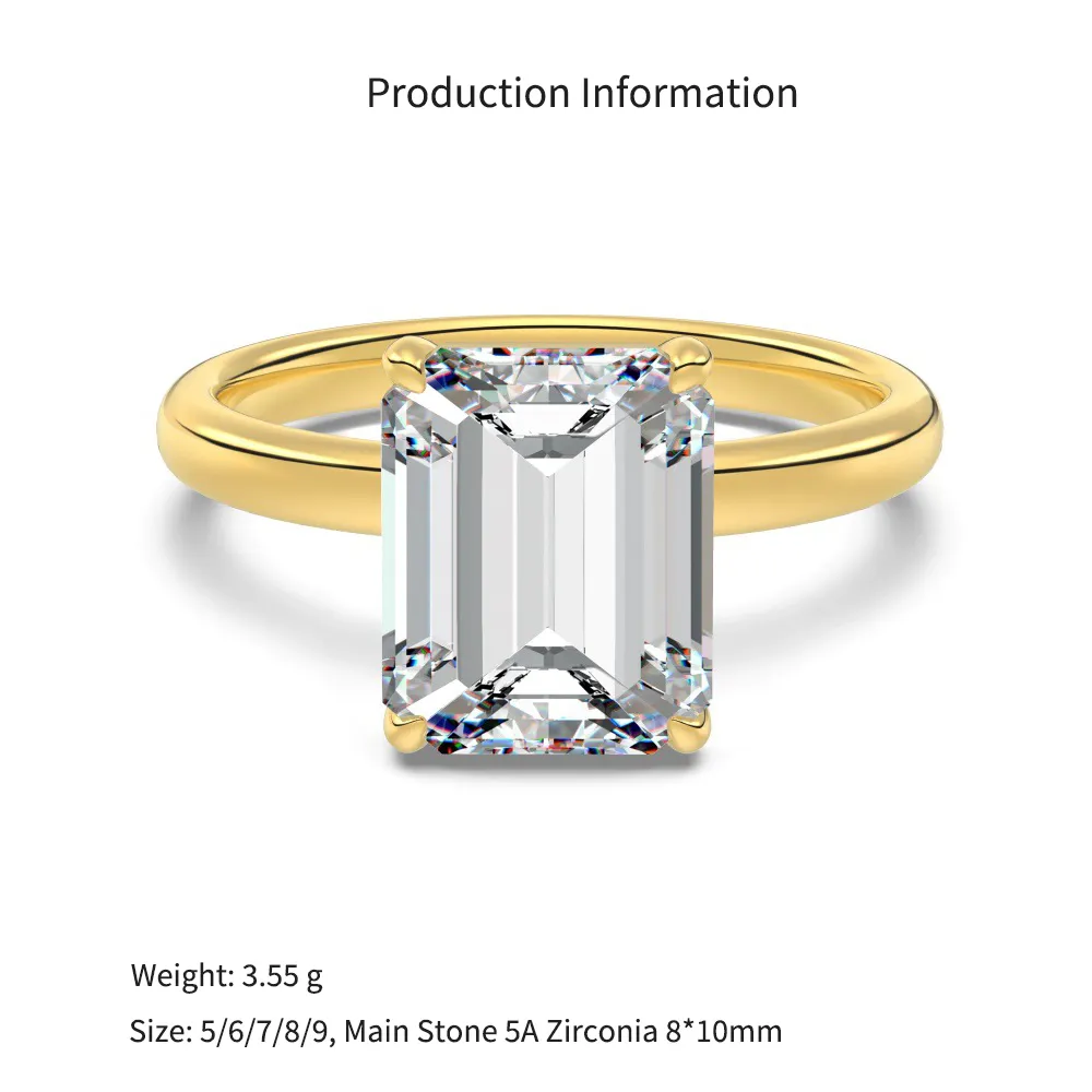 925 Sterling Silver Emerald-Cut Solitaire Ring 70200389 - image4