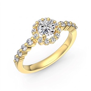 925 Sterling Silver Sunflower Halo Pave Ring 70200390