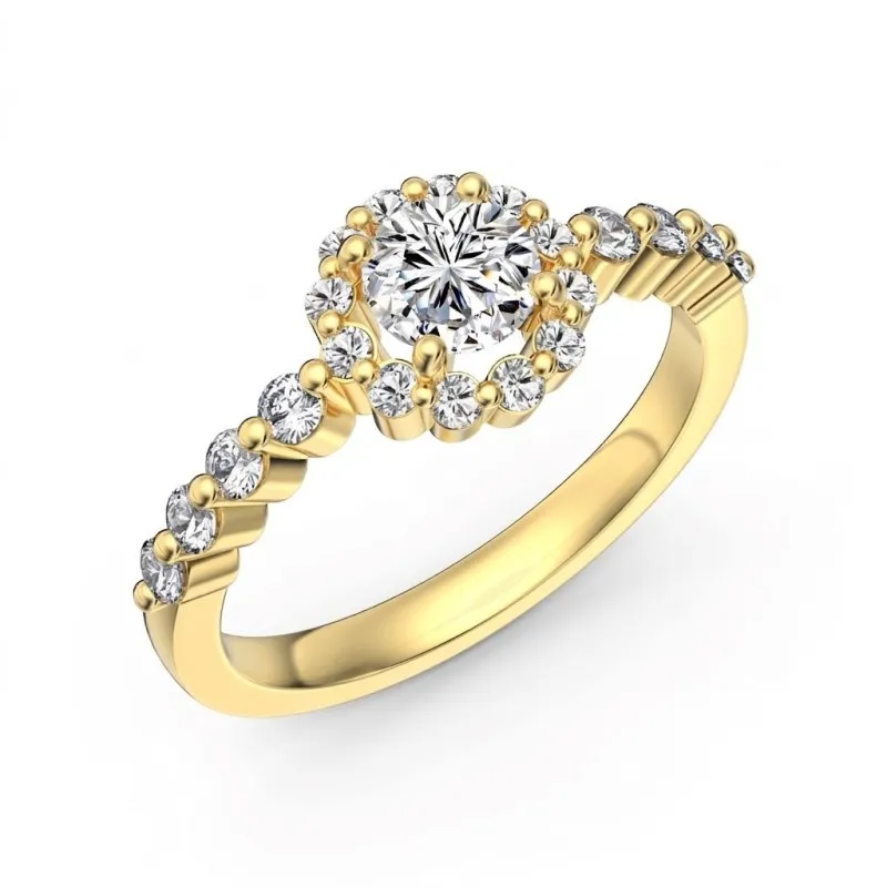 925 Sterling Silver Sunflower Halo Pave Ring 70200390