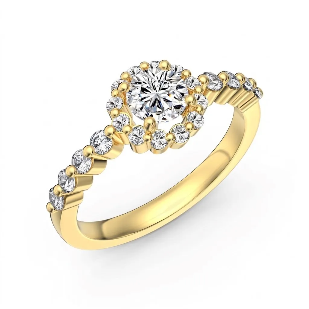 925 Sterling Silver Sunflower Halo Pave Ring 70200390