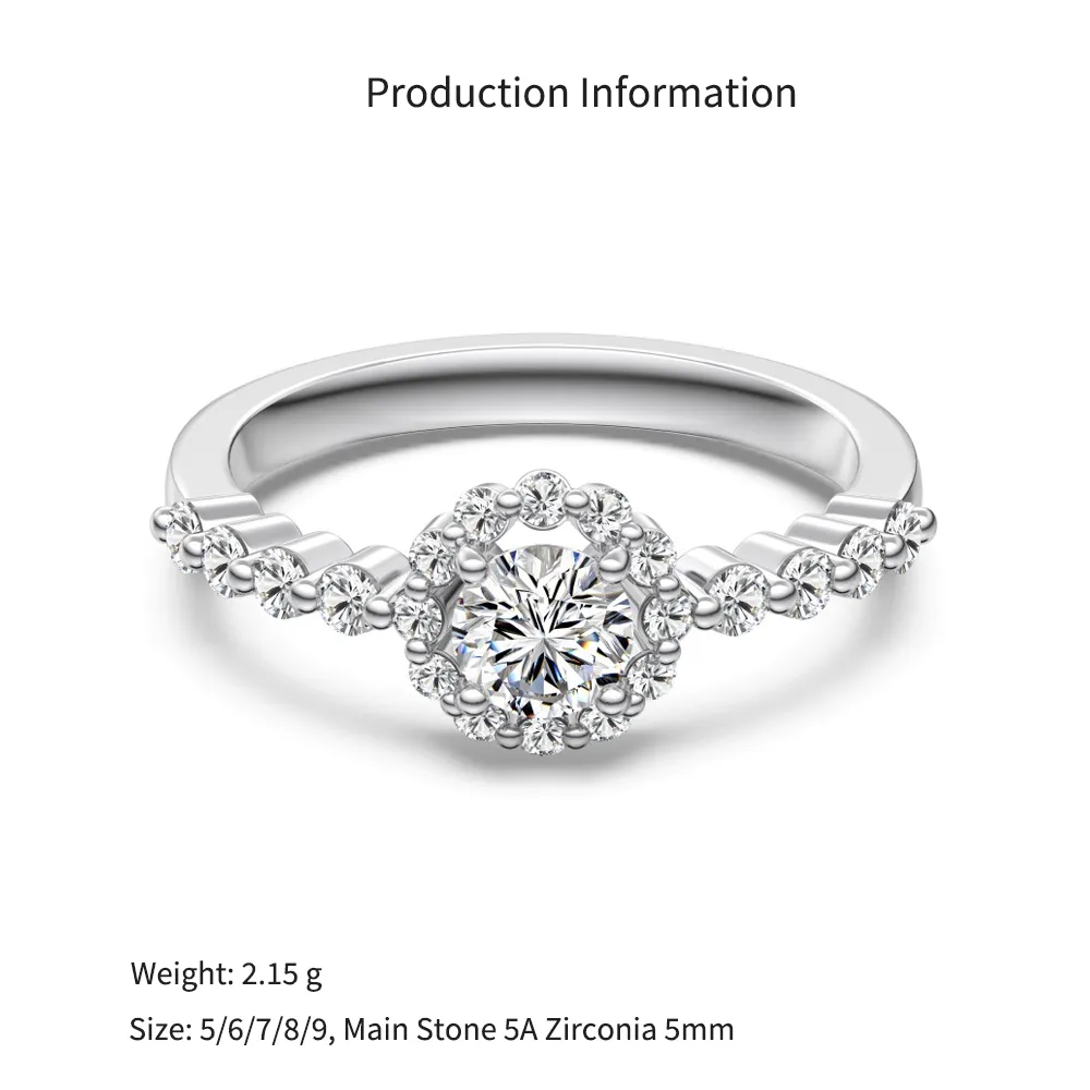 925 Sterling Silver Sunflower Halo Pave Ring 70200390 - image2