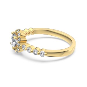 925 Sterling Silver Sunflower Halo Pave Ring 70200390