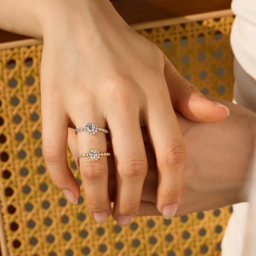 925 Sterling Silver Sunflower Halo Pave Ring 70200390 - image1