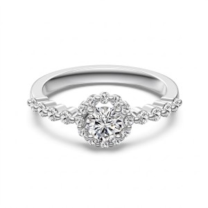 925 Sterling Silver Sunflower Halo Pave Ring 70200390
