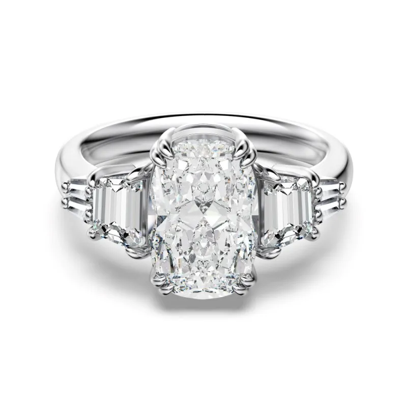 925 Sterling Silver Crushed Ice Cushion Three-Stone Ring 70200391 925 Sterling Silver Crushed Ice Cushion Three-Stone Ring 70200391