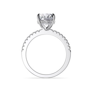 925 Sterling Silver 8x12mm Oval Solitaire Pave Ring 70200392 925 Sterling Silver 8x12mm Oval Solitaire Pave Ring 70200392