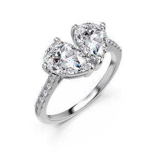 925 Sterling Silver Pave Band Spliced Double Pear Zircon Ring 70200393 925 Sterling Silver Pave Band Spliced Double Pear Zircon Ring 70200393